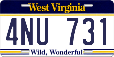 WV license plate 4NU731