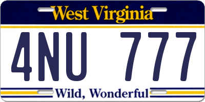 WV license plate 4NU777