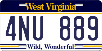 WV license plate 4NU889