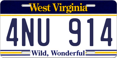 WV license plate 4NU914