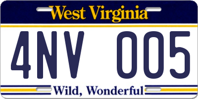 WV license plate 4NV005