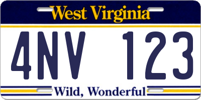 WV license plate 4NV123
