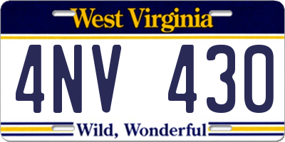 WV license plate 4NV430