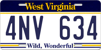 WV license plate 4NV634
