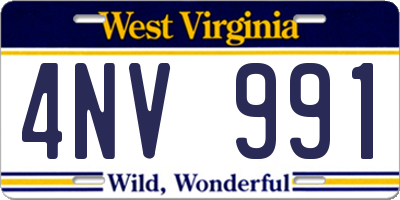 WV license plate 4NV991
