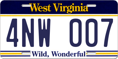 WV license plate 4NW007