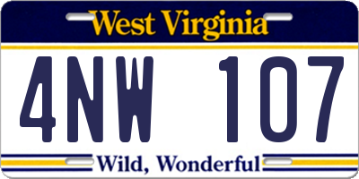 WV license plate 4NW107