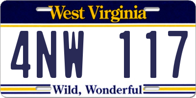 WV license plate 4NW117