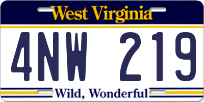 WV license plate 4NW219