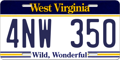 WV license plate 4NW350