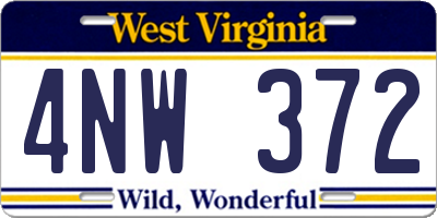 WV license plate 4NW372