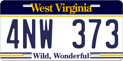 WV license plate 4NW373