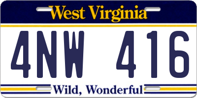 WV license plate 4NW416