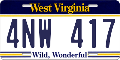 WV license plate 4NW417
