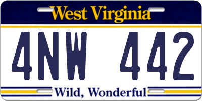 WV license plate 4NW442