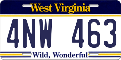 WV license plate 4NW463