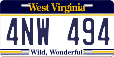 WV license plate 4NW494