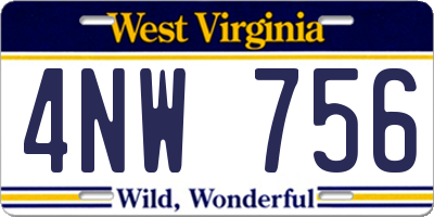 WV license plate 4NW756