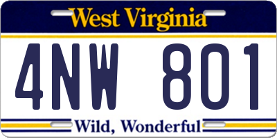 WV license plate 4NW801