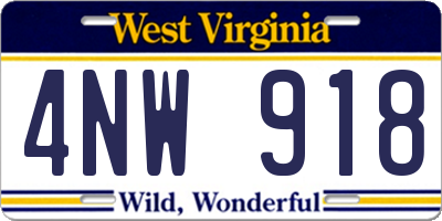 WV license plate 4NW918
