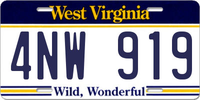 WV license plate 4NW919