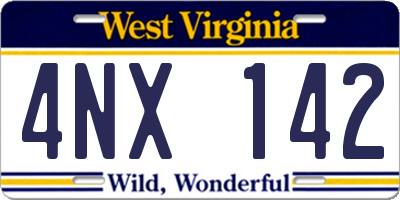 WV license plate 4NX142