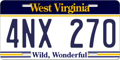 WV license plate 4NX270