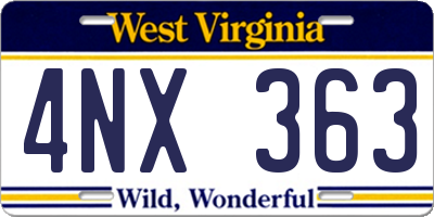 WV license plate 4NX363