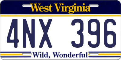 WV license plate 4NX396