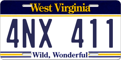 WV license plate 4NX411