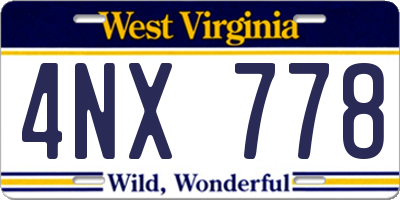 WV license plate 4NX778