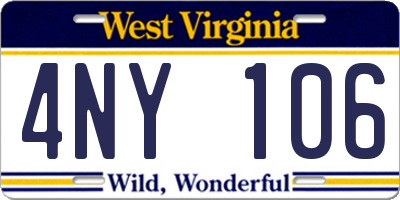 WV license plate 4NY106