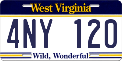 WV license plate 4NY120