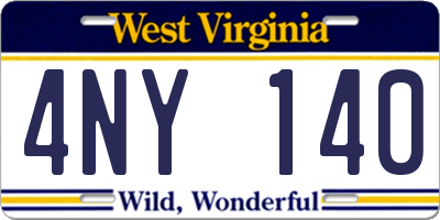 WV license plate 4NY140