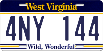 WV license plate 4NY144