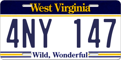 WV license plate 4NY147