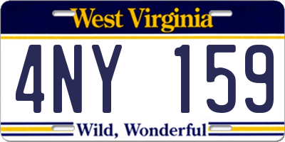 WV license plate 4NY159