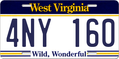 WV license plate 4NY160
