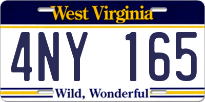 WV license plate 4NY165