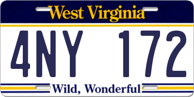 WV license plate 4NY172