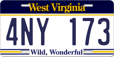WV license plate 4NY173