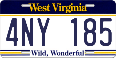 WV license plate 4NY185