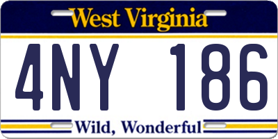 WV license plate 4NY186