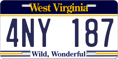 WV license plate 4NY187
