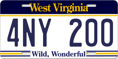 WV license plate 4NY200