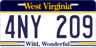 WV license plate 4NY209