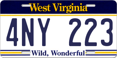 WV license plate 4NY223