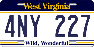 WV license plate 4NY227
