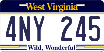 WV license plate 4NY245