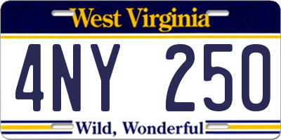 WV license plate 4NY250